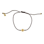 Bracelet tressé bleu jean soleil doré et zircon - CHOCOLAT
