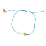 Bracelet tressé bleu jean soleil doré et zircon - TURQUOISE