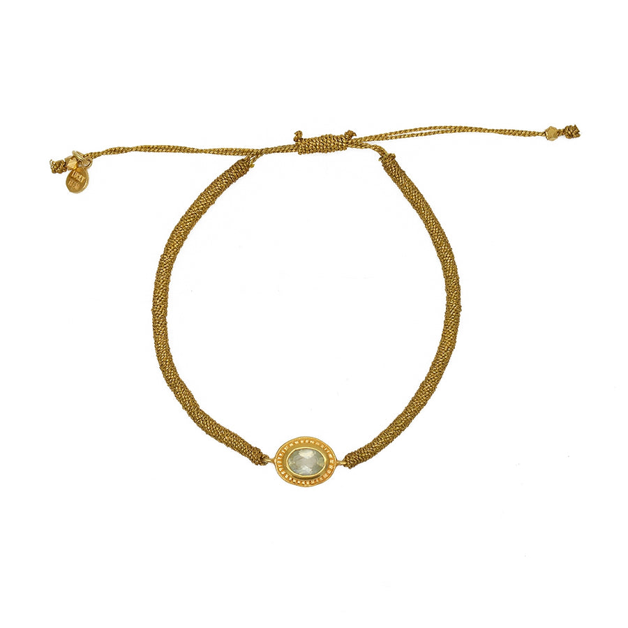 Bracelet tressé doré et pierre ovale - PREHNITE