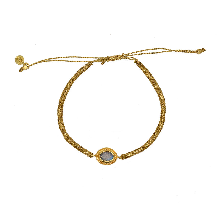 Bracelet tressé doré et pierre ovale - LABRADORITE