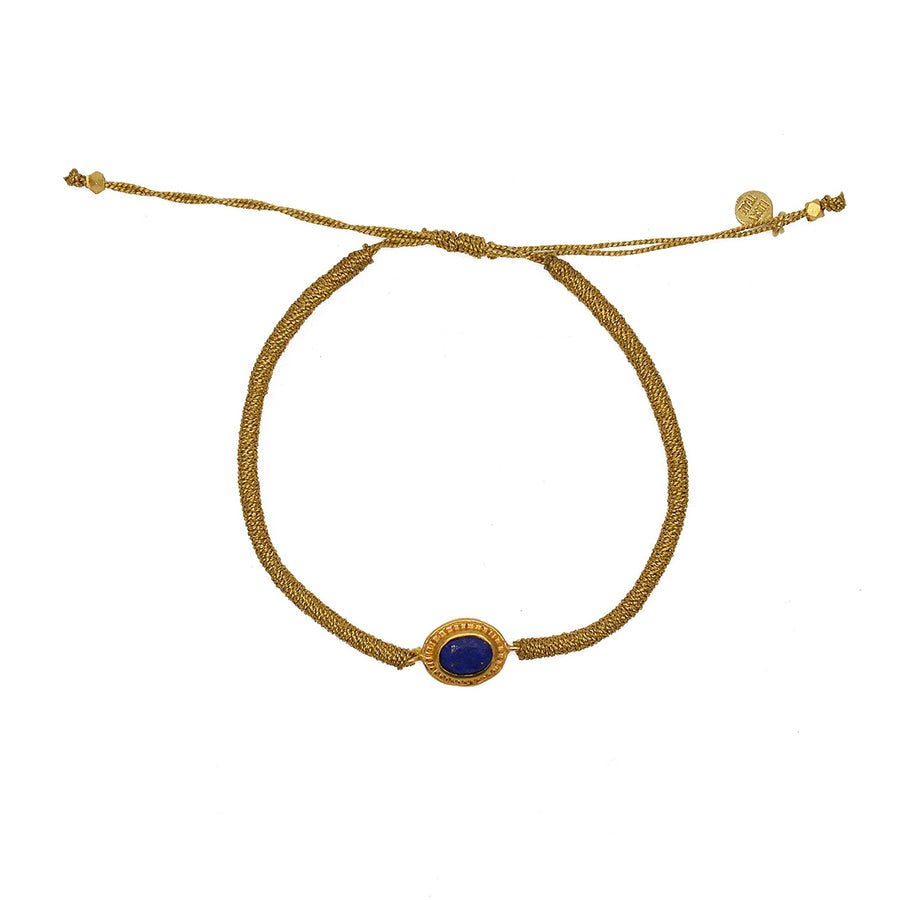 Bracelet tressé doré et pierre ovale - LAPIS