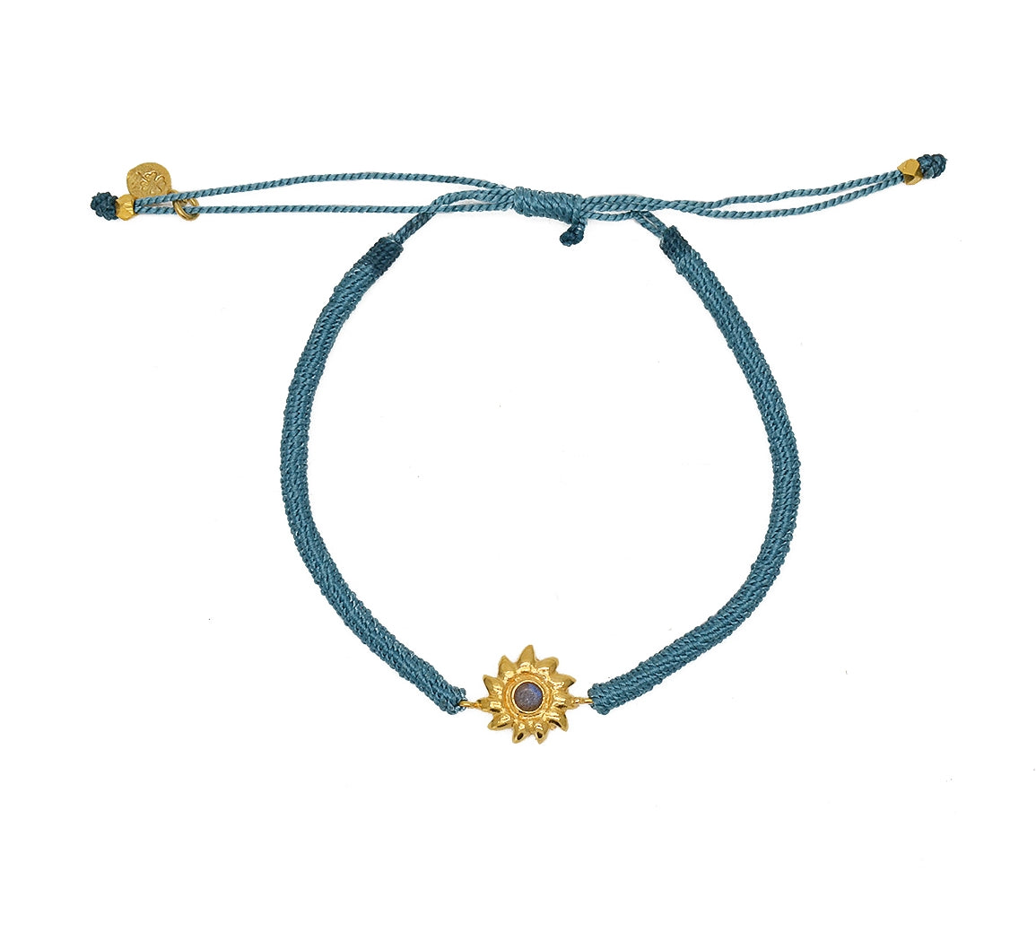 Bracelet tressé et soleil pierre - BLEU & LABRADORITE