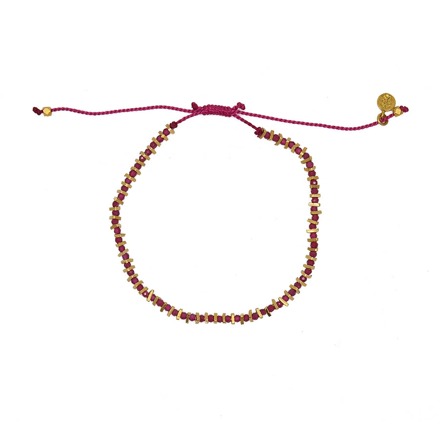 Bracelet tressé perle et argent 925 - RUBIS