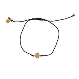 Bracelet tressé fleur dorée et zircons - BLEU MARINE