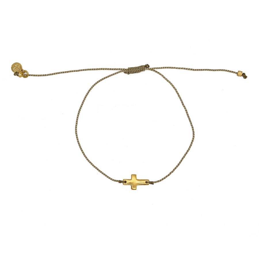 Bracelet tressé coloré et croix dorée - KAKI