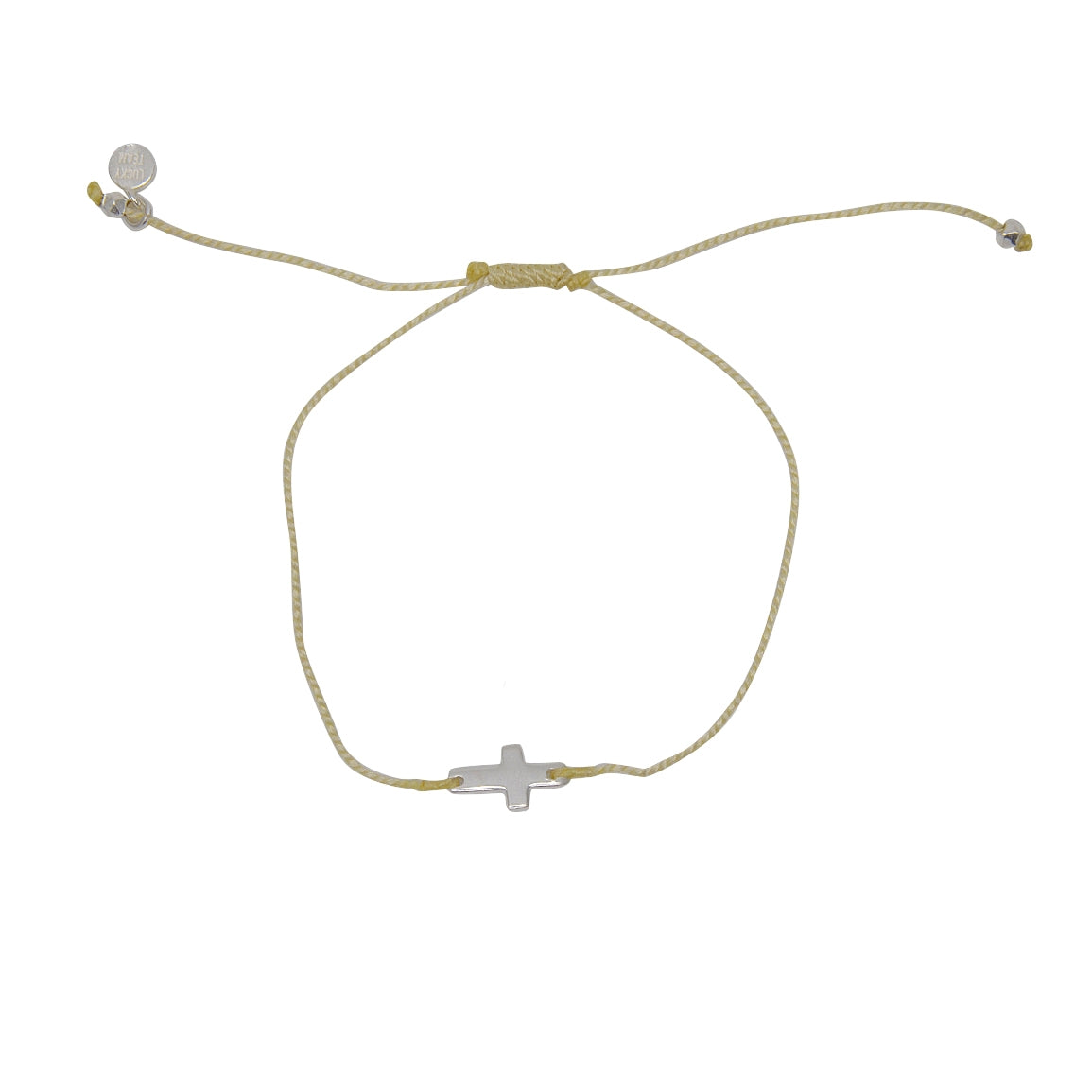 Bracelet tressé coloré et croix argent 925 - BEIGE