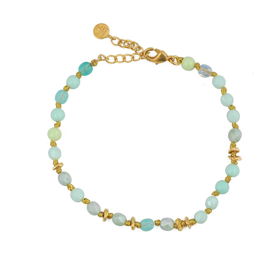Bracelet perles naturelles et noeuds - AGATE VERTE