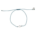 Bracelet tressé coloré et croix argent 925 - BLEU JEAN