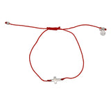 Bracelet tressé coloré et croix argent 925 - ROUGE