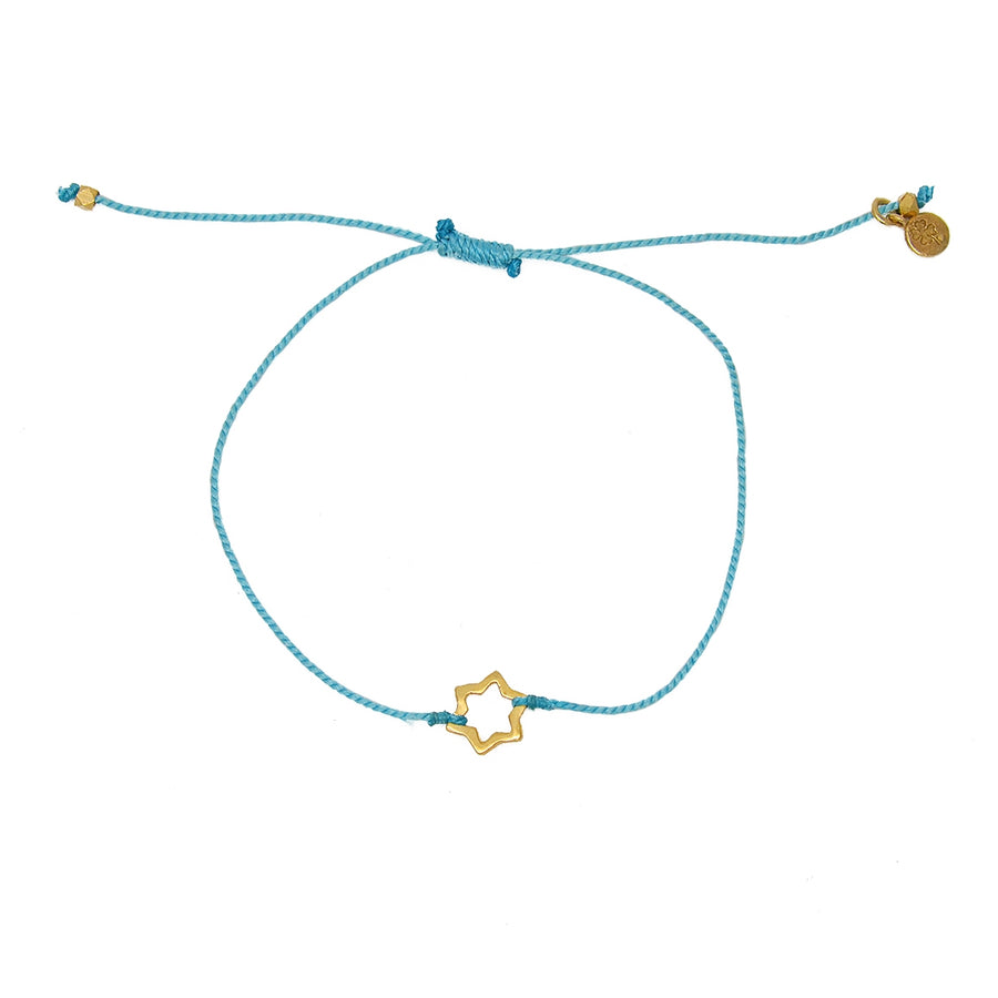 Bracelet fil fin coloré et etoile de David dorée - TURQUOISE