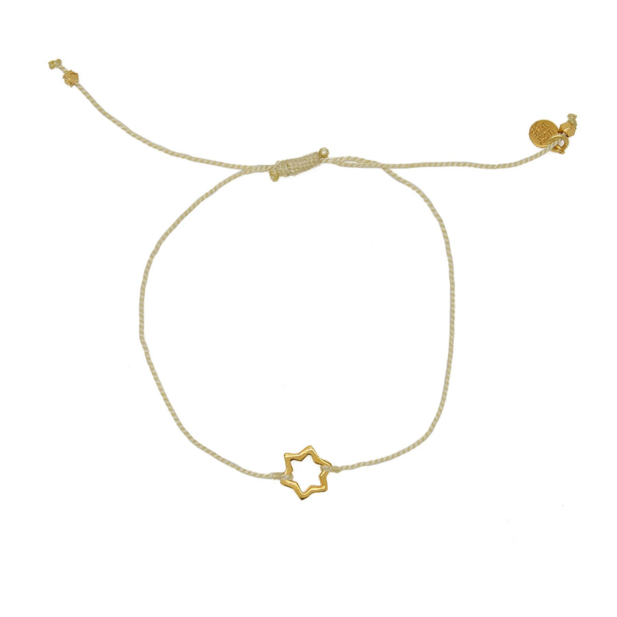 Bracelet fil fin coloré et etoile de David dorée - BEIGE