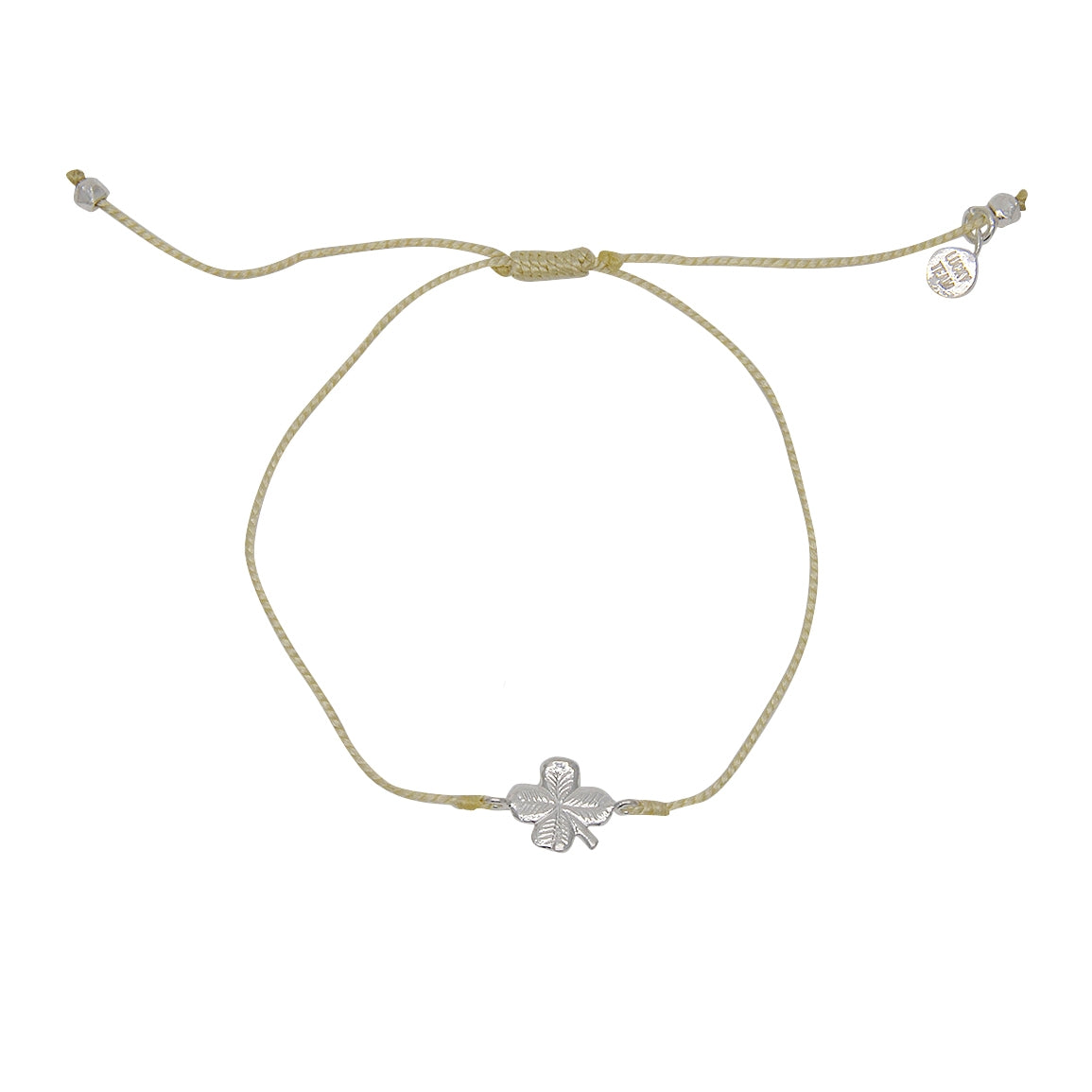 Bracelet tressé coloré et trêfle argent 925 - BEIGE