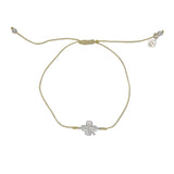 Bracelet tressé coloré et trêfle argent 925 - BEIGE