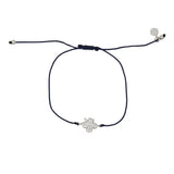 Bracelet tressé coloré et trêfle argent 925 - BLEU MARINE