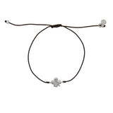 Bracelet tressé coloré et trêfle argent 925 - CHOCOLAT