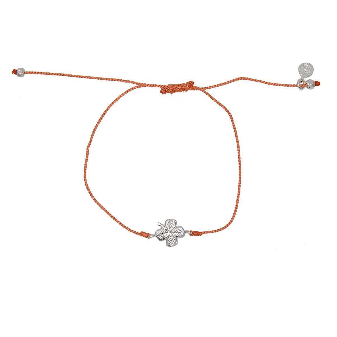 Bracelet tressé coloré et trêfle argent 925 - CORAIL