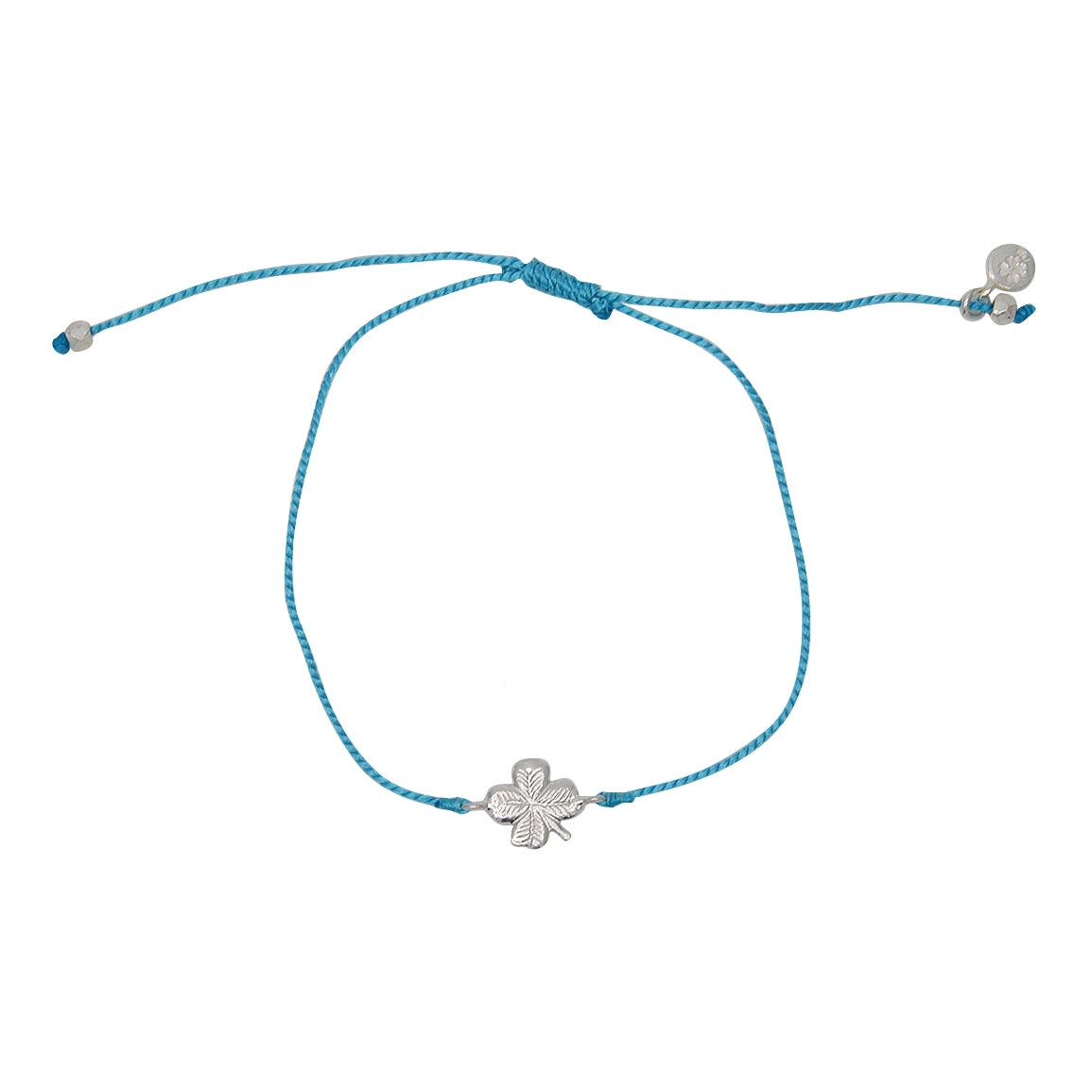 Bracelet tressé coloré et trêfle argent 925 - TURQUOISE