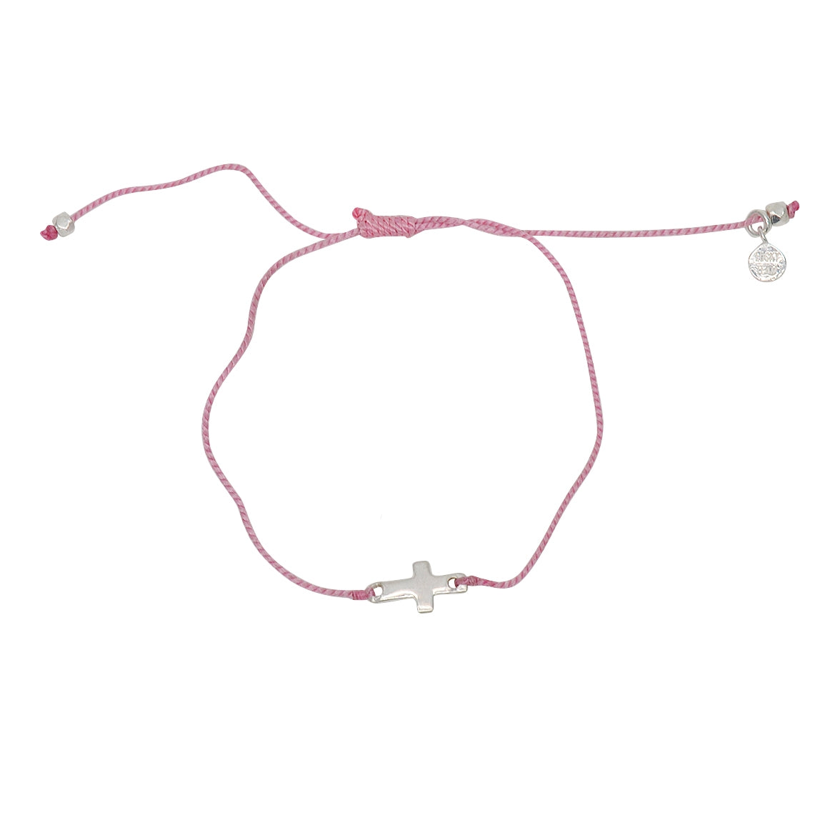 Bracelet tressé et croix argent 925 - ROSE