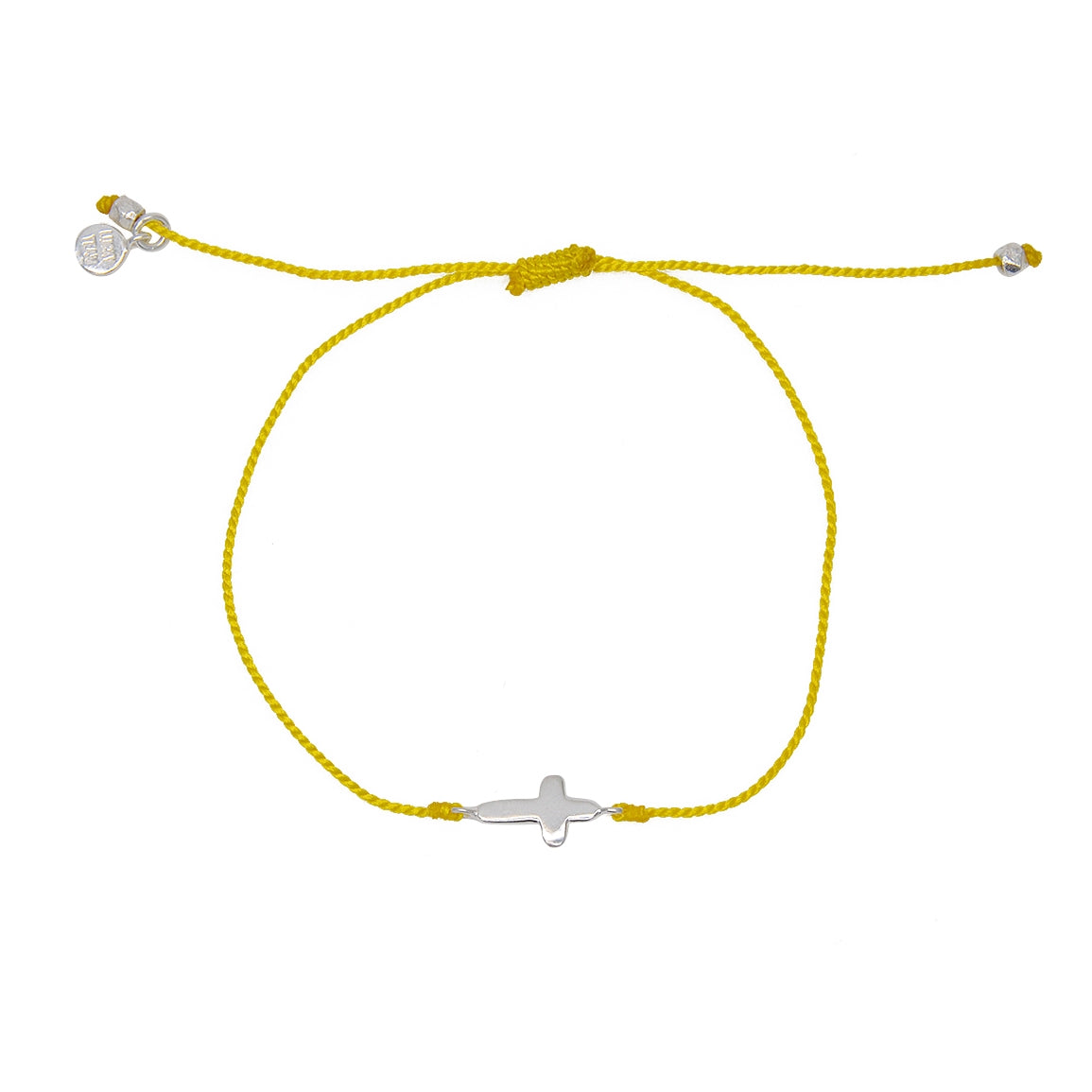 Bracelet tressé et croix argent 925 - JAUNE