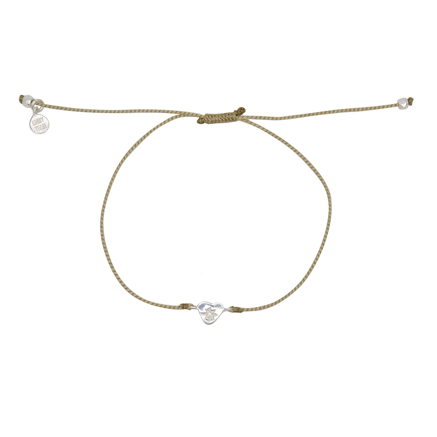 Bracelet fil fin coloré coeur argent 925 et zircon - KAKI