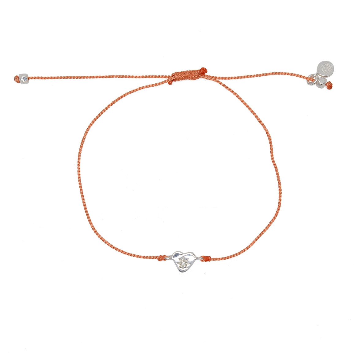 Bracelet fil fin coloré coeur argent 925 et zircon - CORAIL