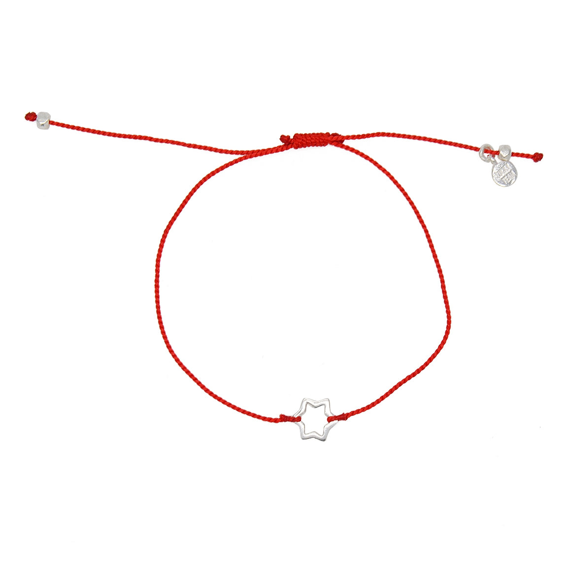 Bracelet fil fin etoile de David argent 925 - ROUGE
