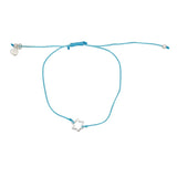 Bracelet fil fin etoile de David argent 925 - TURQUOISE