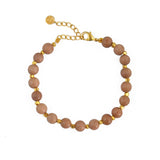 Bracelet perles en bois et perles dorées - BOIS CLAIR