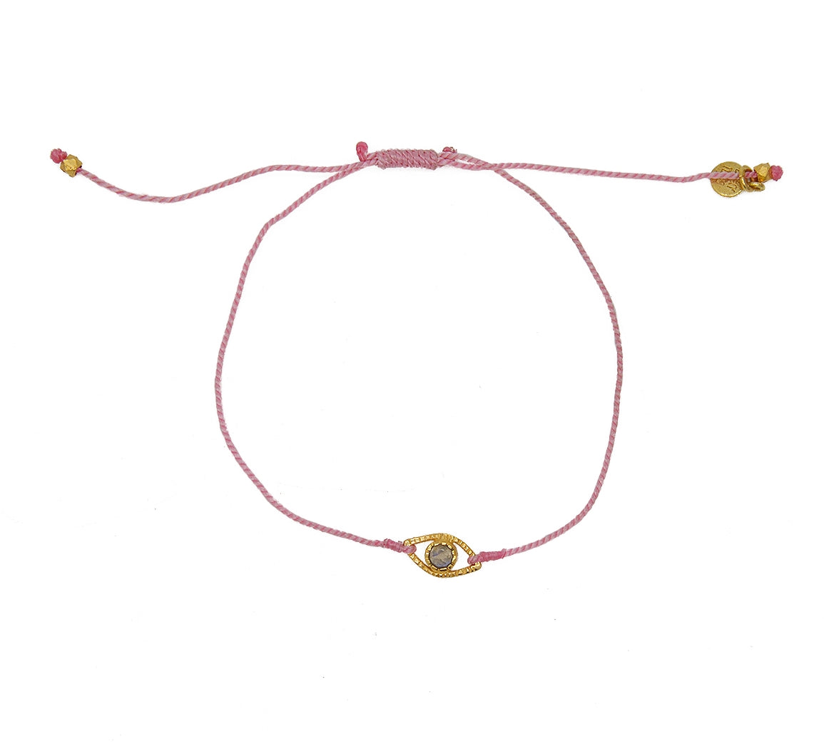 Bracelet cordon et oeil pierre - ROSE & PIERRE DE LUNE