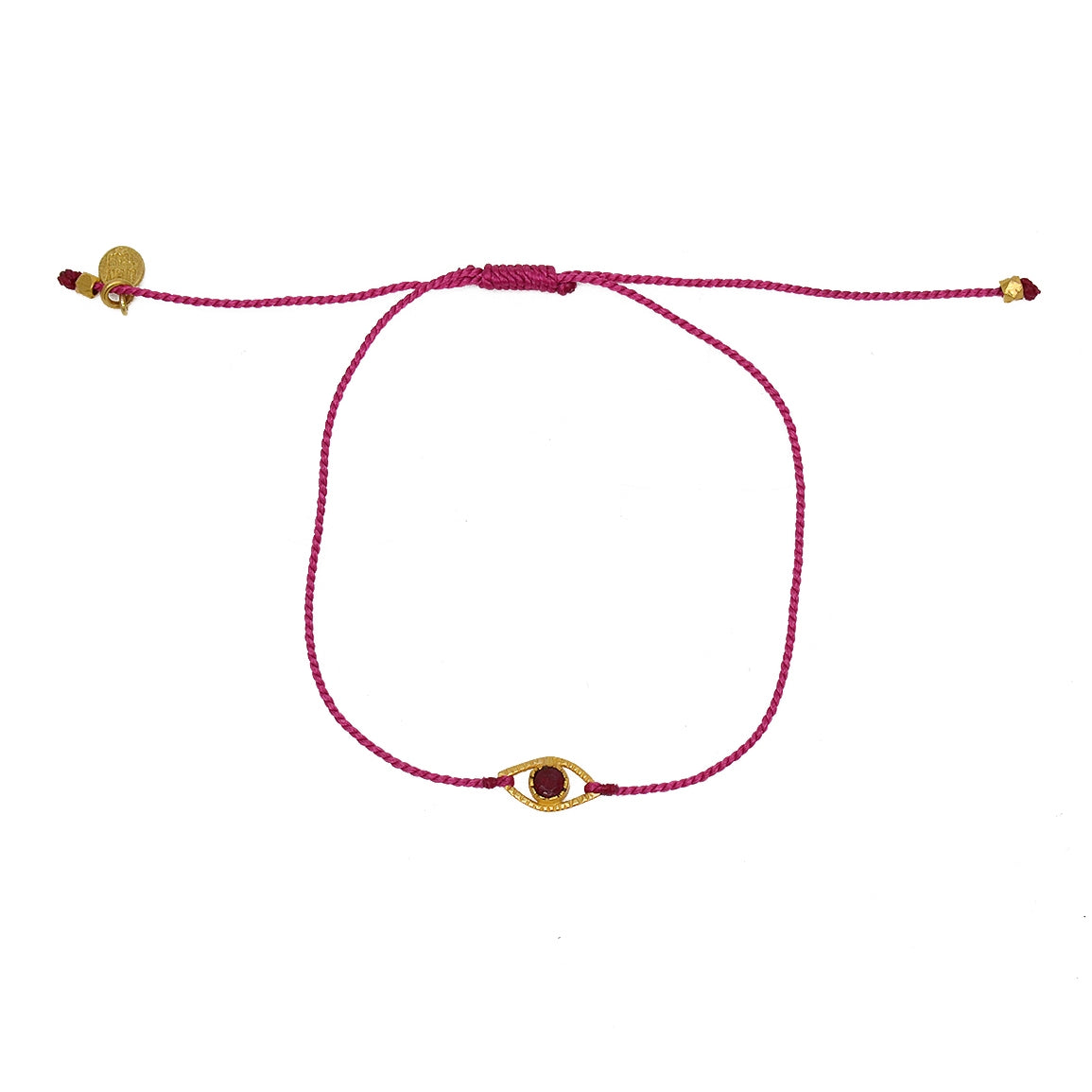Bracelet cordon et oeil pierre - FUSHIA & RUBIS