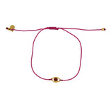Bracelet cordon et oeil pierre - FUSHIA & RUBIS