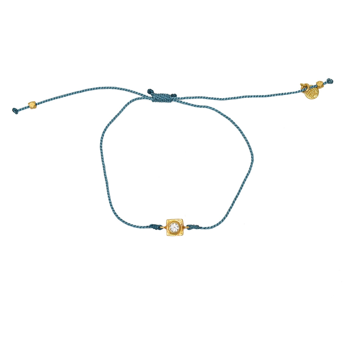 Bracelet tressé doré et zircon - BLEU JEAN
