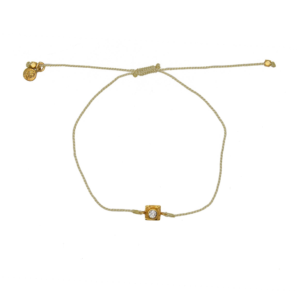 Bracelet tressé doré et zircon - BEIGE