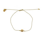 Bracelet tressé doré et zircon - BEIGE