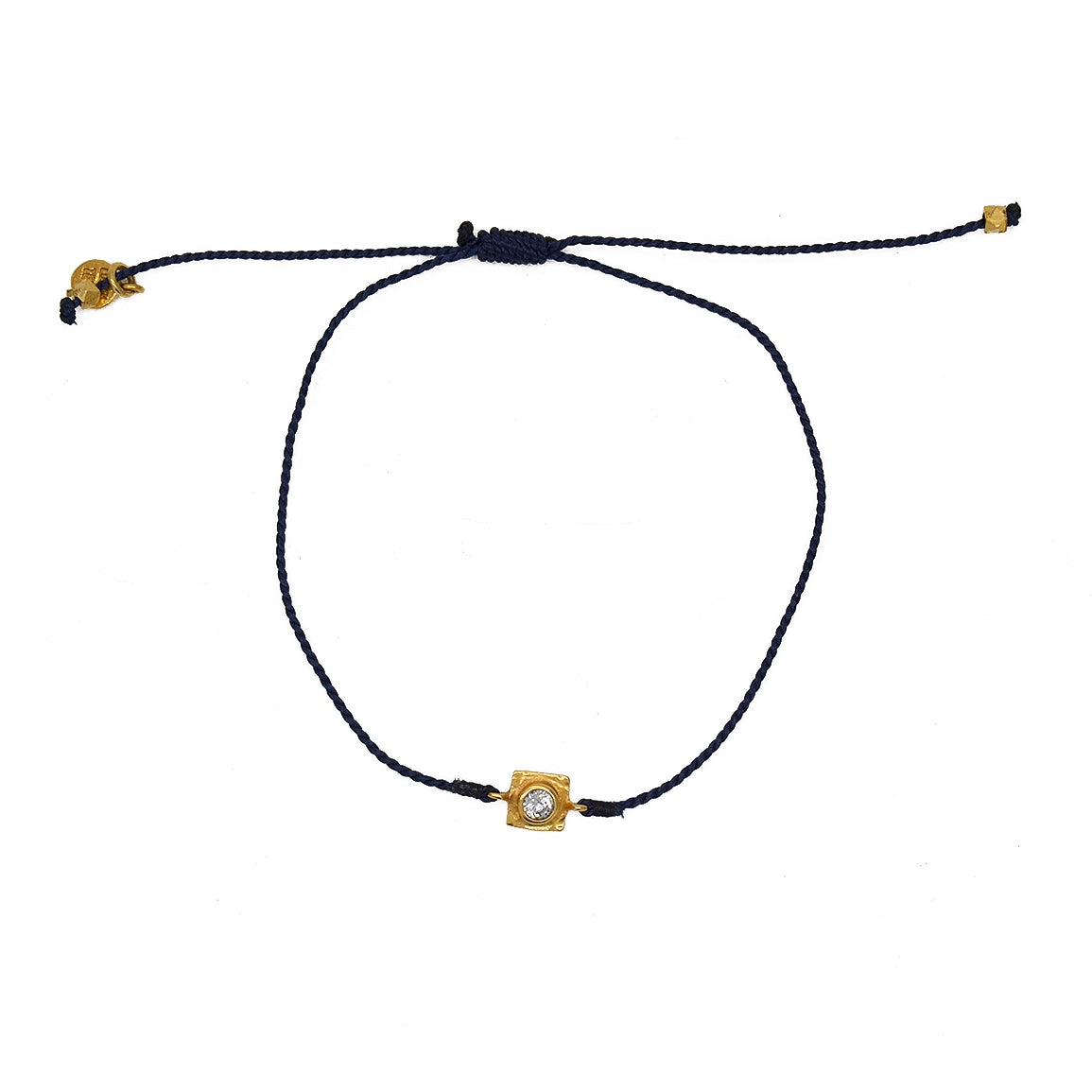 Bracelet tressé doré et zircon - BLEU MARINE