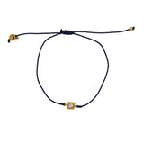 Bracelet tressé doré et zircon - BLEU MARINE