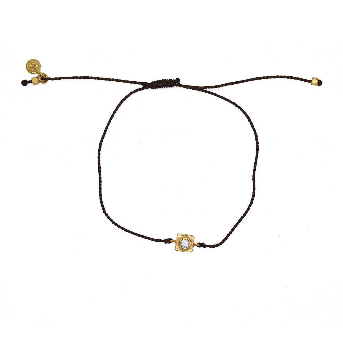 Bracelet tressé doré et zircon - CHOCOLAT