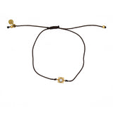 Bracelet tressé doré et zircon - CHOCOLAT