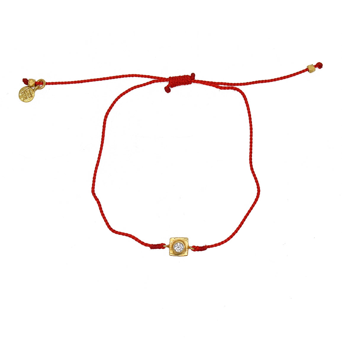 Bracelet tressé doré et zircon - ROUGE