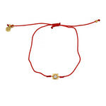 Bracelet tressé doré et zircon - ROUGE