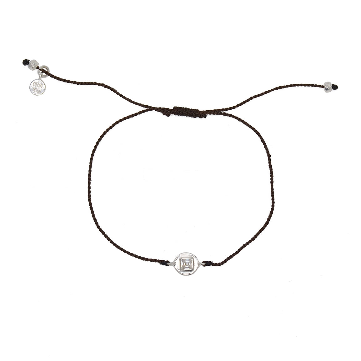 Bracelet tressé argent 925 et zircon - CHOCOLAT