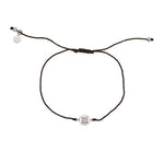 Bracelet tressé argent 925 et zircon - CHOCOLAT
