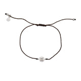 Bracelet tressé argent 925 et zircon - CHOCOLAT
