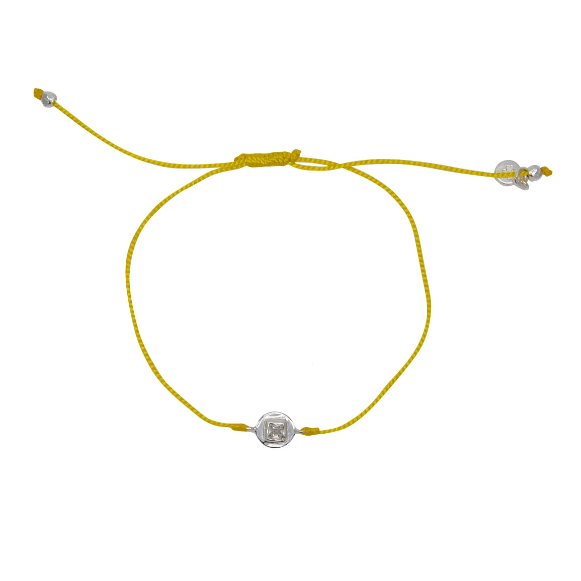 Bracelet tressé argent 925 et zircon - JAUNE