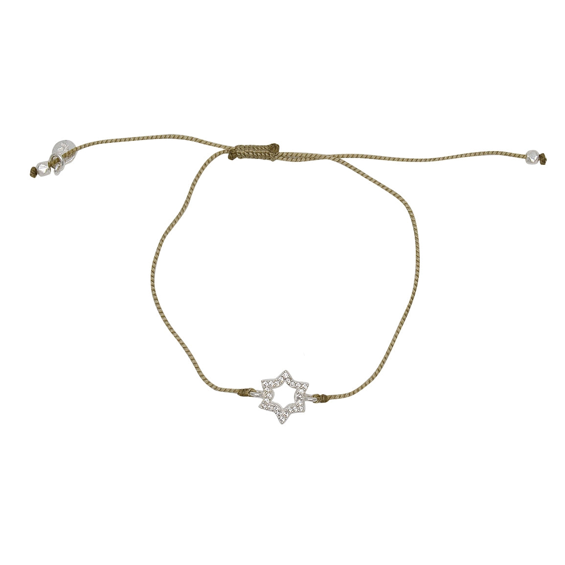 Bracelet fin tressé etoile de David argent 925 et zircons -