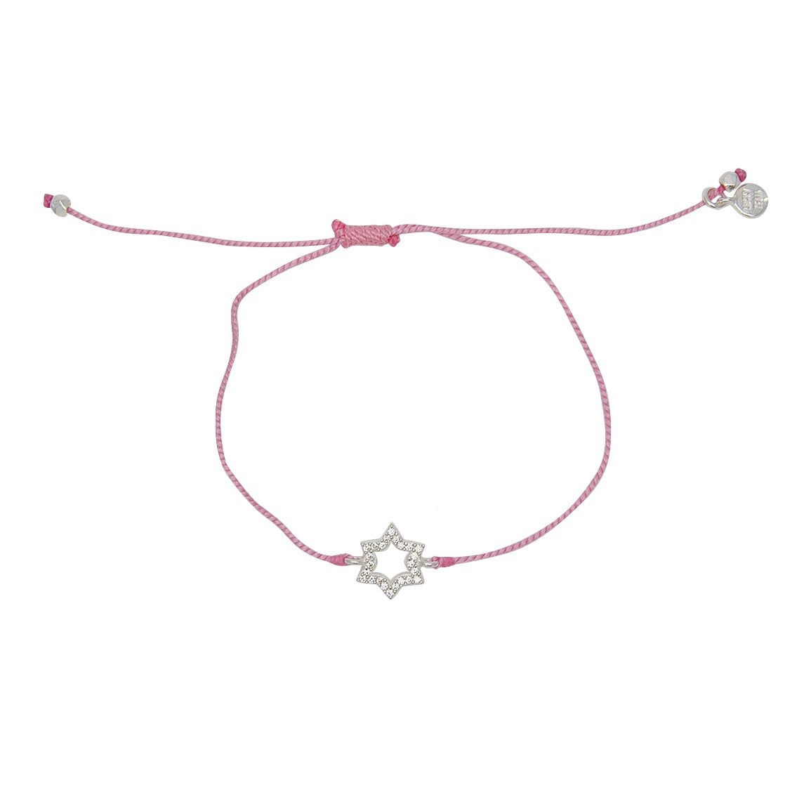 Bracelet fin tressé etoile de David argent 925 et zircons -