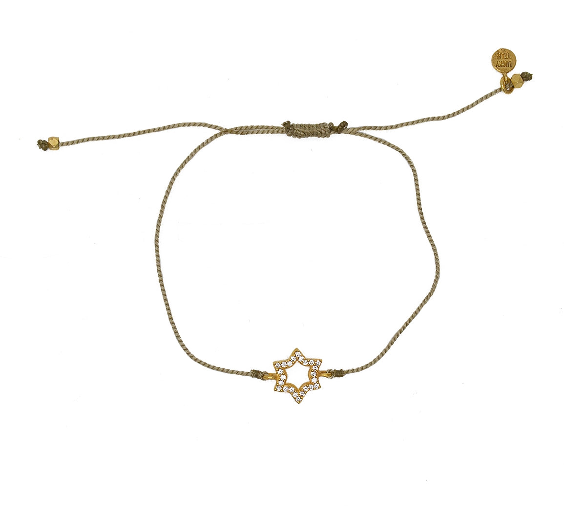 Bracelet tressé etoile de David dorée et zircons - KAKI
