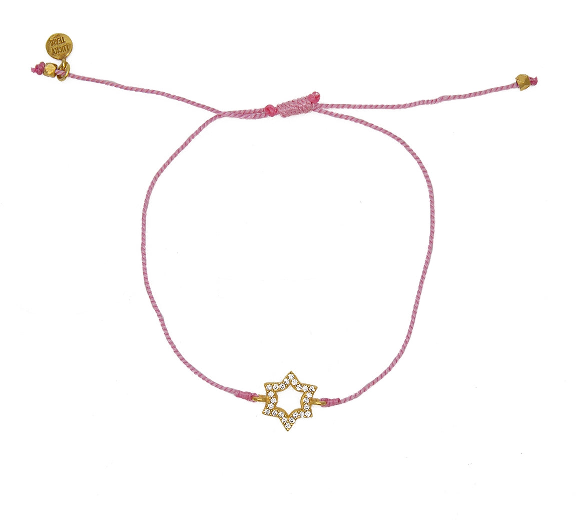 Bracelet tressé etoile de David dorée et zircons - ROSE