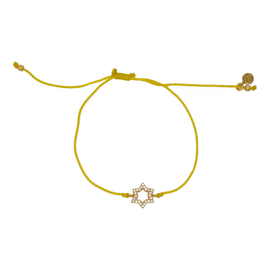 Bracelet tressé etoile de David dorée et zircons - JAUNE