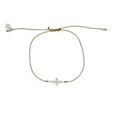 Bracelet tressé coloré croix argent 925 et zircons - KAKI